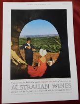Australian Wines 1961 - Full page colour advertisement 9" x 12"