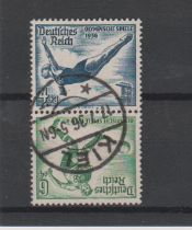 Germany 1936 - Olympics SG607 4pf & 3pf and SG608 6pf & 4pf used pair from SG607a booklet pane,