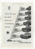 Ford Motor Company 1954-Black and white advertisement-six models each with price £275 Ford Popular