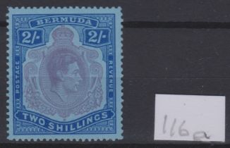 Bermuda 1938 - 1953 - 2/- deep reddish purple and ultramarine/grey blue, SG116a, m/mint cat £300