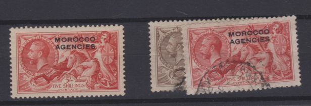 British Comm 1914-31 - 2/6 & 5/- Morocco Agencies, SG53-54, fine used and SG74 u/m mint, toned