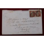 1848 - Envelope posted to London cancelled with oval numeral cancels on 2x SG8 1d stamps, back