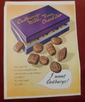 Cadbury's Milk Tray 1949 - Full page advertisement in colour, 'I' Want Cadbury's' 9.1/2" x 12.1/2"