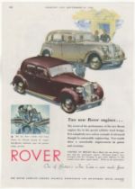 Rover Cars 1948-Full page colour advertisement-'The New Rover Engines and New Models'-very fine