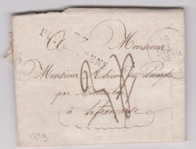 France 1829 - EL dated 15 Sept 1829 Lacroisille posted to Montauban, manuscript postal rate, Puy