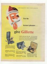 Gillette Razors 1950-full page colour ADVERTISEMENT - 'Give Gillette' sets with prices-9.1/2" x 11"