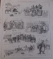 Horse Racing The Derby 1891 - fine double page black and white print by W.B. Wollen 1891-'The