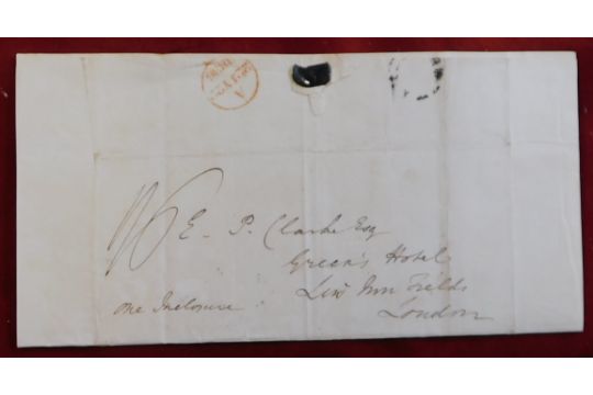 1836 - EL dated 21st July 1836, Dereham posted to London, manuscript 1/6, undated Dereham cancel,