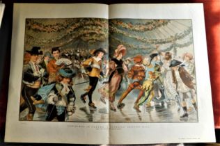 Christmas In Canada 1883-full double page colour print-'A Juvenile Skating Bail'-from the