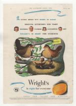 Wright's Coal Tar Soap 1947-full page colour advertisement family/birds nest-10" x 14"-very fine