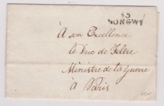 France - Wrapper undated posted to Ministry of War Paris, partial mileage cancel, papers have nice