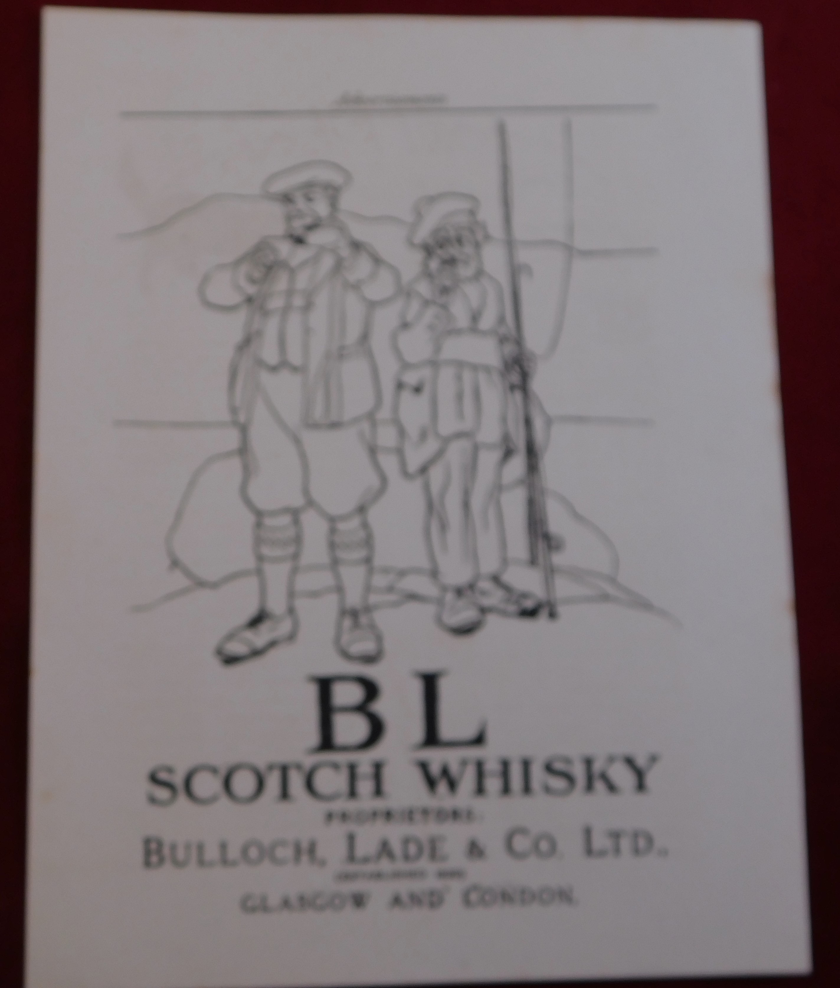 Bolloch, Lade Scotch Whisky - Full page black and white, |Printer Pie Adverttisement, scarce 20cm