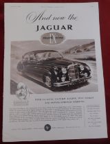 Jaguar and now the Jaguar Mark Nine 1958 - full page black and white advertisement, iconic, with 3.8