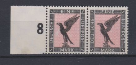 Germany 1926-31 - Air SG395 m/m 20pf with label from SG395b booklet pane, Michel 380 m/m from