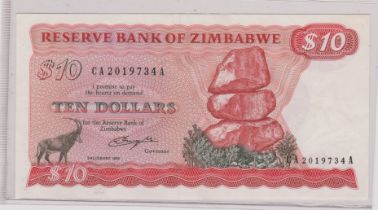 Zimbabwe 1980, Ten dollars, ref P3a, grade GEF, scarce