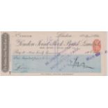 London Joint Stock Bank Ltd., 5 Princes Street, used order RO 29.1.14, black on white & Blue,