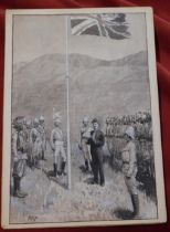 Taipo - Print of the Ceremony of hoisting the British Flag - on case 12"x9".