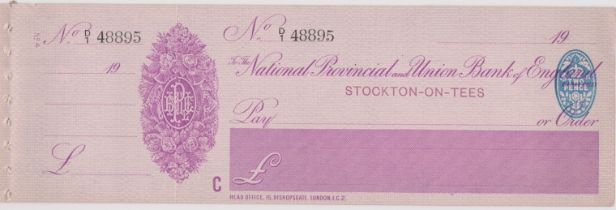 National Provincial & Union Bank of England Ltd, Stockton-on-Tees, mint order with C/F BO 2.8.23,