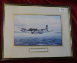 Plane - 'Mosquito Mark 6' - By J.Walton, framed with (Glass Broken) measurements 38cm x 30cm,