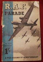 WWII R.A.F. Parade, A record of Achievement with over 100 illustrations. Back cover is torn.