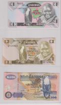 Zambia 1968-1992 - Range of notes, VG to AUNC (9)