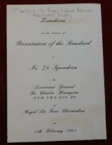 Luncheon Menu on the occasion of the presentation of the standards to No. 78 Squadron (11th February