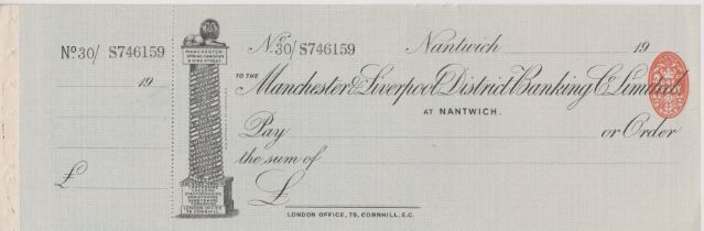 Manchester & Liverpool District Banking Co. Ltd., Nantwich, mint order with C/F RO 25.2.03, black on