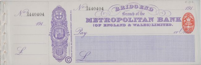 Metropolitan Bank (of England & Wales) Limited, Bridgend, mint order with C/F RO 24.7.14, purple