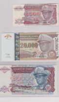 Zaire 1979-1996 - Good range of AUNC notes to 50,000 Zaires (10)