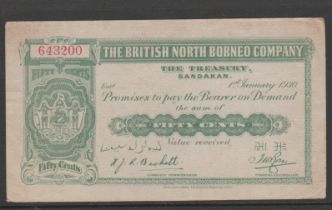 British North Borneo Company 1930 - 50 cents, P25, GVF