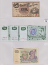 Sweden 1948 - Kronor, P33a,VG, 1976 £5 Kronor P51, 1980-88 10 Kronor (3) P52-1968 10 Kronor P56-1996