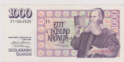 Iceland 1986 1000 Krona, P56 EF
