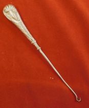 Silver - Very large 23cm silver button hook, hallmarked Birmingham 1890