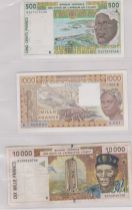 Senegal West African States 1977-1992 - Range of notes (P706-P714) plus two later (7)