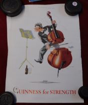 Guinness' - (3) posters depicting man painting gun turret-Army with gun ready for firing-man playing