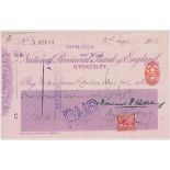 Nstional Provincial & Union Bank of England Ltd, Srrokesley, (and Union Handstamped) used order RO