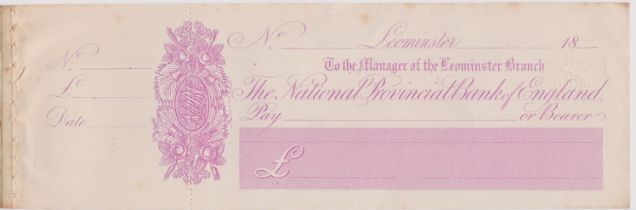 National Provincial Bank of England, Leominster, mint bearer with C/F CO 2.5.76, pink on white,