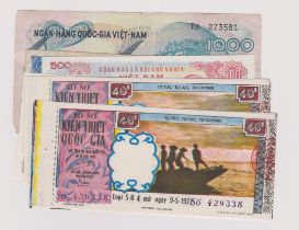 Vietnam - Batch of four banknotes to 5000 Dong (VG to EX) and four 40 1972 tickets(8)