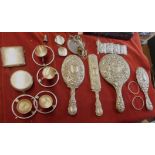 Silver Plate - Mixed lot of silver plated including egg cups & hand mirror