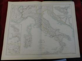 Kingdom of Italy Large detailed double page map with several insets from 'The Royal Illustrated