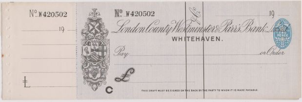 London County Westminster & Parrs Bank Ltd., Whitehaven, mint order with C/F BO 7.0.20, black on