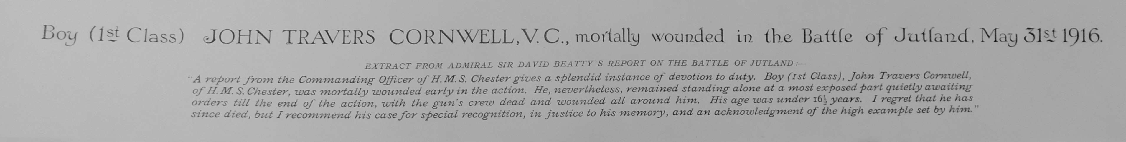 John Travers Cornwall V.C. - A large print of a recipient of the Victoria Cross, "Boy (1st Class) - Image 2 of 3
