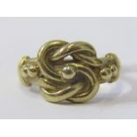 KNOT RING, traditional design knot with keeper balls, size P, approx. 5.6 grams