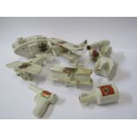 CRESTED MILITARY CHINA, collection of 8 military themed crested china including tank, 2 bi-planes,