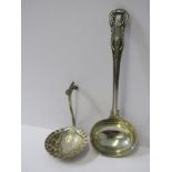 GEORGIAN SILVER LADLE & Continental silver spoon, the London HM ladle maker CE, continental silver