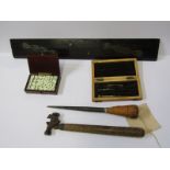 MARITIME, ebony parallel ruler, Marlin Spike, patent hammer by Capewell, Siemen's advertising box