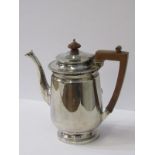 SILVER COFFEE POT, plain form, by Goldsmith & Silversmith Company, London HM, 1932 with wood