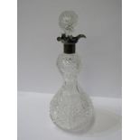 SILVER RIMMED DECANTER, double gourd design hobnail cut decanter, with a silver collar, Mappin &