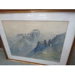 FREDERICK STURGE, watercolour "A view of King Arthur's castle, Tintagel from castle rock signed with