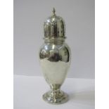 SILVER SUGAR CASTOR, castor of baluster form on circular stepped foot, Birmingham HM, 1923, 21cm